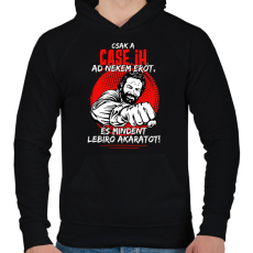 PRINTFASHION Csak a case ih ad nekem erőt - Férfi kapucnis pulóver - Fekete