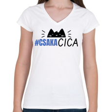 PRINTFASHION CSAK A CICA - Női V-nyakú póló - Fehér