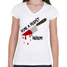 PRINTFASHION Csak a hegyét! - Női V-nyakú póló - Fehér női póló