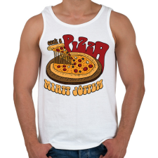 PRINTFASHION Csak a pizza miatt jöttem - Férfi atléta - Fehér atléta, trikó