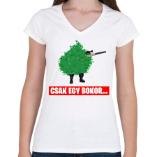 PRINTFASHION Csak egy bokor... - Női V-nyakú póló - Fehér női póló