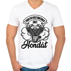 PRINTFASHION Csak egy igazi úriember hajt Hondát - Férfi V-nyakú póló - Fehér