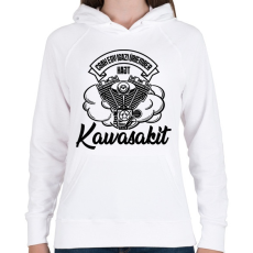 PRINTFASHION Csak egy igazi úriember hajt Kawasakit - Női kapucnis pulóver - Fehér
