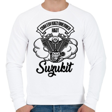 PRINTFASHION Csak egy igazi úriember hajt Suzukit - Férfi pulóver - Fehér férfi pulóver, kardigán