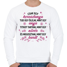 PRINTFASHION Csak egy keresztanya tud - Férfi pulóver - Fehér férfi pulóver, kardigán
