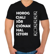 PRINTFASHION Csak hal nincs - Férfi V-nyakú póló - Fekete