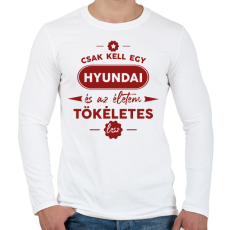 PRINTFASHION Csak kell egy Hyundai - Férfi hosszú ujjú póló - Fehér