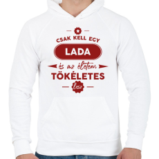 PRINTFASHION Csak kell egy Lada - Férfi kapucnis pulóver - Fehér
