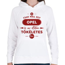 PRINTFASHION Csak kell egy Opel - Női kapucnis pulóver - Fehér női pulóver, kardigán