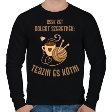 PRINTFASHION Csak két dolgot szeretnék: Teázni és kötni - Férfi pulóver - Fekete