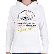 PRINTFASHION Csak két dolog tart örökké - Feleségem - Női kapucnis pulóver - Fehér női pulóver, kardigán