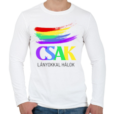 PRINTFASHION CSAK LÁNYOKKAL HÁLOK  - Férfi hosszú ujjú póló - Fehér férfi póló