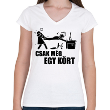 PRINTFASHION Csak még 1 kört - Női V-nyakú póló - Fehér női póló