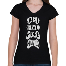 PRINTFASHION Csak még 5 perc - Gamer - Női V-nyakú póló - Fekete női póló