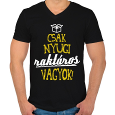 PRINTFASHION csak nyugi raktáros vagyok 01 - Férfi V-nyakú póló - Fekete
