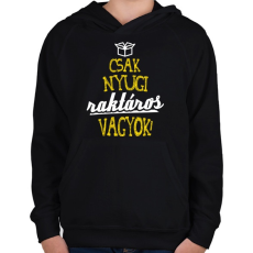 PRINTFASHION csak nyugi raktáros vagyok 01 - Gyerek kapucnis pulóver - Fekete