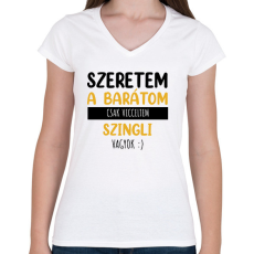 PRINTFASHION Csak vicceltem - Női - Női V-nyakú póló - Fehér