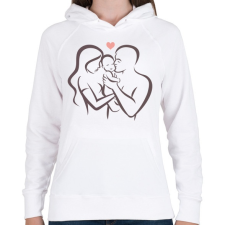 PRINTFASHION Család - Női kapucnis pulóver - Fehér női pulóver, kardigán