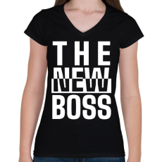 PRINTFASHION Családi - Az új főnök (gyerek) - Női V-nyakú póló - Fekete