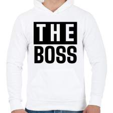 PRINTFASHION Családi - The boss (apa) - Férfi kapucnis pulóver - Fehér férfi pulóver, kardigán