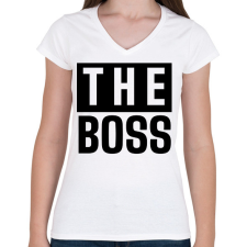 PRINTFASHION Családi - The boss (apa) - Női V-nyakú póló - Fehér női póló