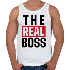 PRINTFASHION Családi - The real boss (feleség) - Férfi atléta - Fehér női trikó