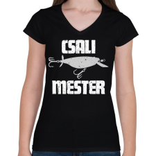 PRINTFASHION Csali mester - Női V-nyakú póló - Fekete női póló