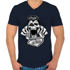 PRINTFASHION Csaló koponya - Férfi V-nyakú póló - Sötétkék