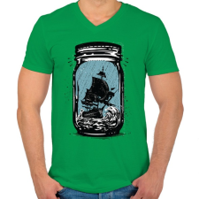 PRINTFASHION Csapdában - Férfi V-nyakú póló - Zöld férfi póló