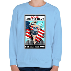 PRINTFASHION Csatlakozz a tengerészethez - Gyerek pulóver - Világoskék