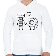 PRINTFASHION Csavar es anya páros - Férfi kapucnis pulóver - Fehér női pulóver, kardigán