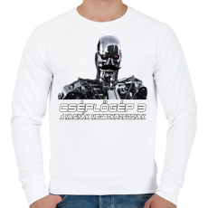 PRINTFASHION Cséplőgép 3 - A masinák megbokrosodnak - Férfi pulóver - Fehér