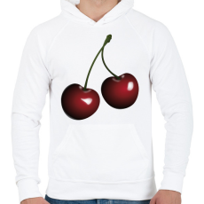 PRINTFASHION Cseresznye - Férfi kapucnis pulóver - Fehér