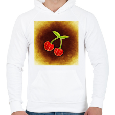 PRINTFASHION Cseresznye - Férfi kapucnis pulóver - Fehér férfi pulóver, kardigán