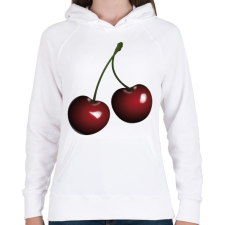 PRINTFASHION Cseresznye - Női kapucnis pulóver - Fehér női pulóver, kardigán