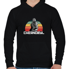 PRINTFASHION Csernobil - Férfi kapucnis pulóver - Fekete férfi pulóver, kardigán