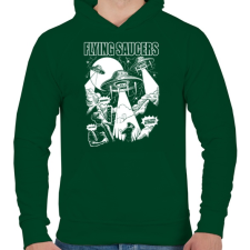 PRINTFASHION Csészealjak - Férfi kapucnis pulóver - Sötétzöld férfi pulóver, kardigán