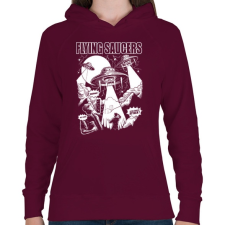 PRINTFASHION Csészealjak - Női kapucnis pulóver - Bordó női pulóver, kardigán