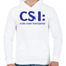 PRINTFASHION csi-1-1-blue - Férfi kapucnis pulóver - Fehér férfi pulóver, kardigán