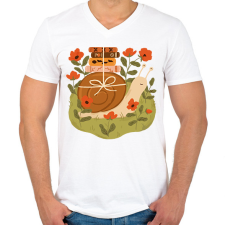 PRINTFASHION Csiga könyvekkel - Férfi V-nyakú póló - Fehér férfi póló
