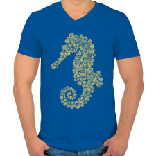 PRINTFASHION Csikóhal - Férfi V-nyakú póló - Királykék férfi póló