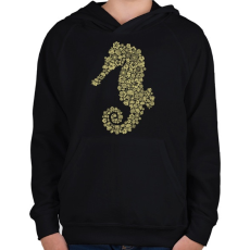 PRINTFASHION Csikóhal - Gyerek kapucnis pulóver - Fekete