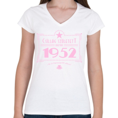 PRINTFASHION csillag-1952-pink - Női V-nyakú póló - Fehér