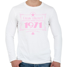 PRINTFASHION csillag-1971-pink - Férfi hosszú ujjú póló - Fehér