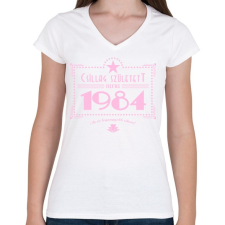 PRINTFASHION csillag-1984-pink - Női V-nyakú póló - Fehér női póló