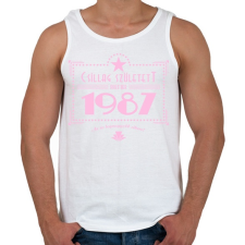 PRINTFASHION csillag-1987-pink - Férfi atléta - Fehér atléta, trikó