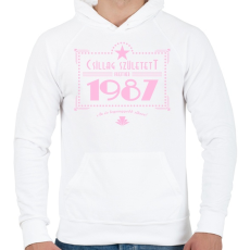 PRINTFASHION csillag-1987-pink - Férfi kapucnis pulóver - Fehér