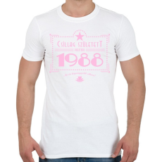 PRINTFASHION csillag-1988-pink - Férfi póló - Fehér