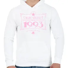 PRINTFASHION csillag-1993-pink - Férfi kapucnis pulóver - Fehér