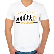 PRINTFASHION Csillagász evulóció - Férfi V-nyakú póló - Fehér férfi póló